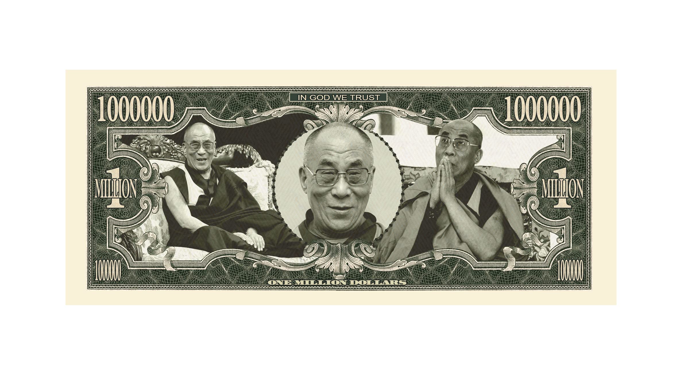 Authentic American Art Classics Pack of 25 Bills - Dalai Lama Million Dollar Novelty Collectible Currency - 14th Dalai Lama Commemorative Notes - Perfect for Collectors, Gifts, and Unique Home Decor