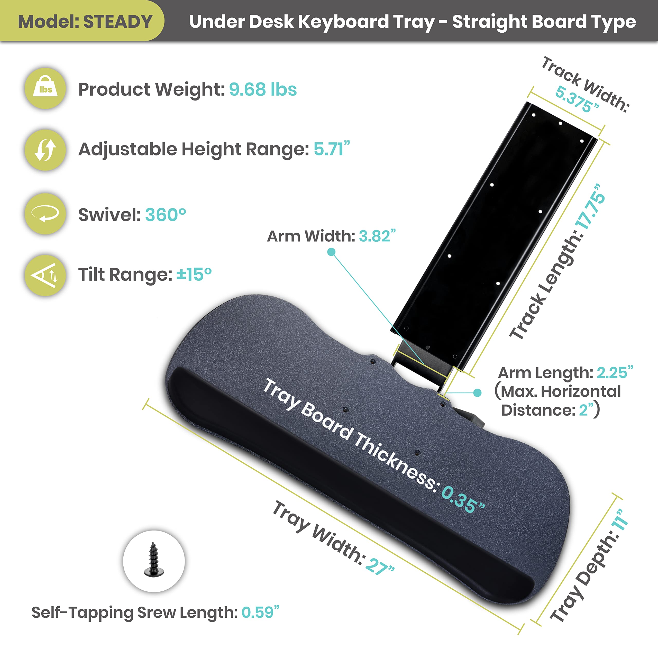 Ergonomic Under Desk Keyboard Tray - 27