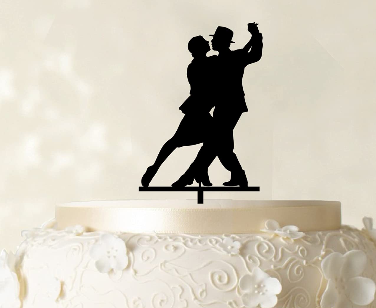 Custom Silhouette Couple Cake Topper - Wedding Cake Decorations (6-7 Inches Wide, Multiple Colors) | Perfect for Anniversary, Engagement & Birthday Cakes
