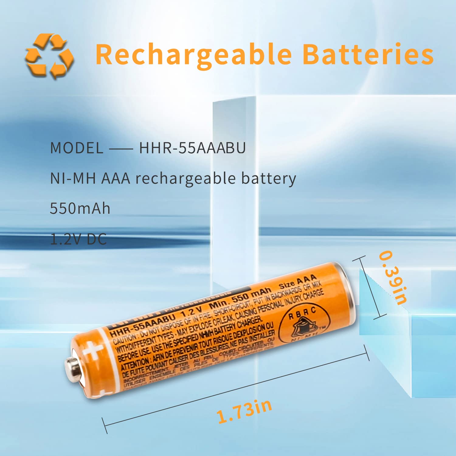 6-Pack 1.2V AAA 550mAh NI-MH Rechargeable Batteries for Panasonic Gigaset Cordless Phones - HHR-55AAABU Compatible - Long-Lasting Power for Home & Office Communication Devices