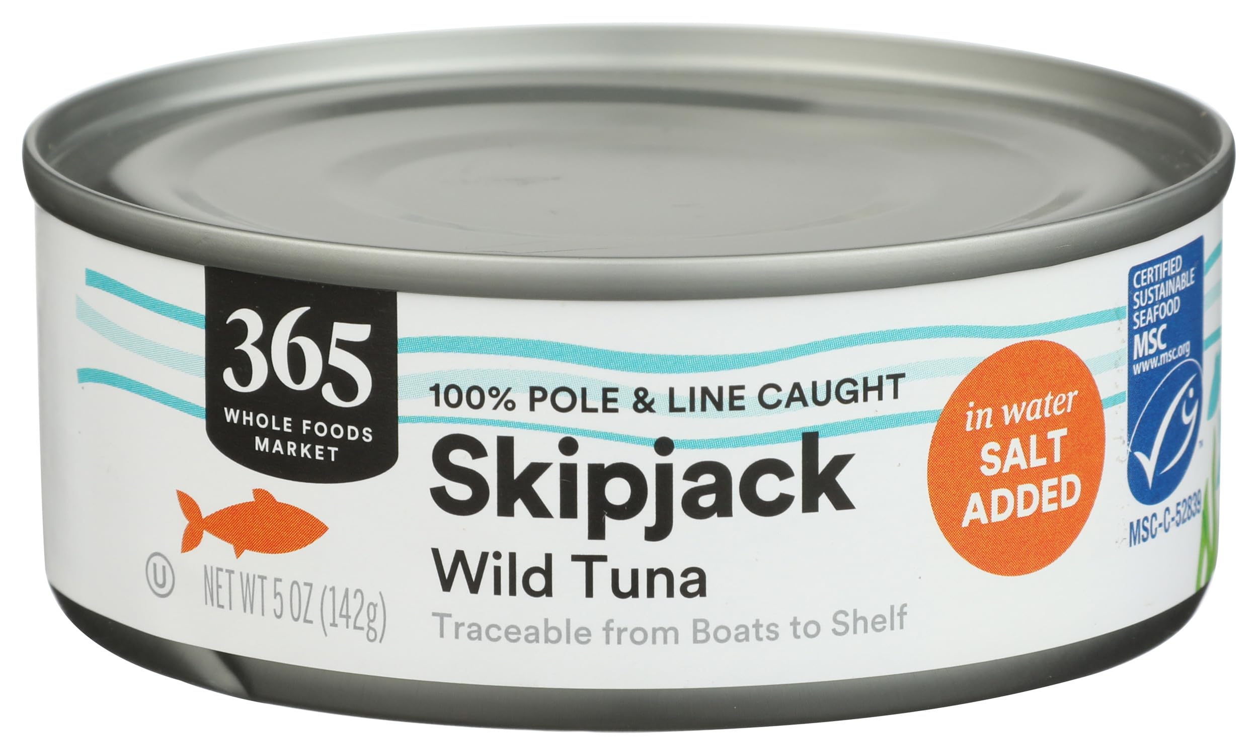 365 by Whole Foods Market, Wild-Caught Salted Skipjack Tuna in Water, 5 oz Can - High Protein, Keto & Paleo Friendly, Perfect for Salads, Sandwiches and Meal Prep