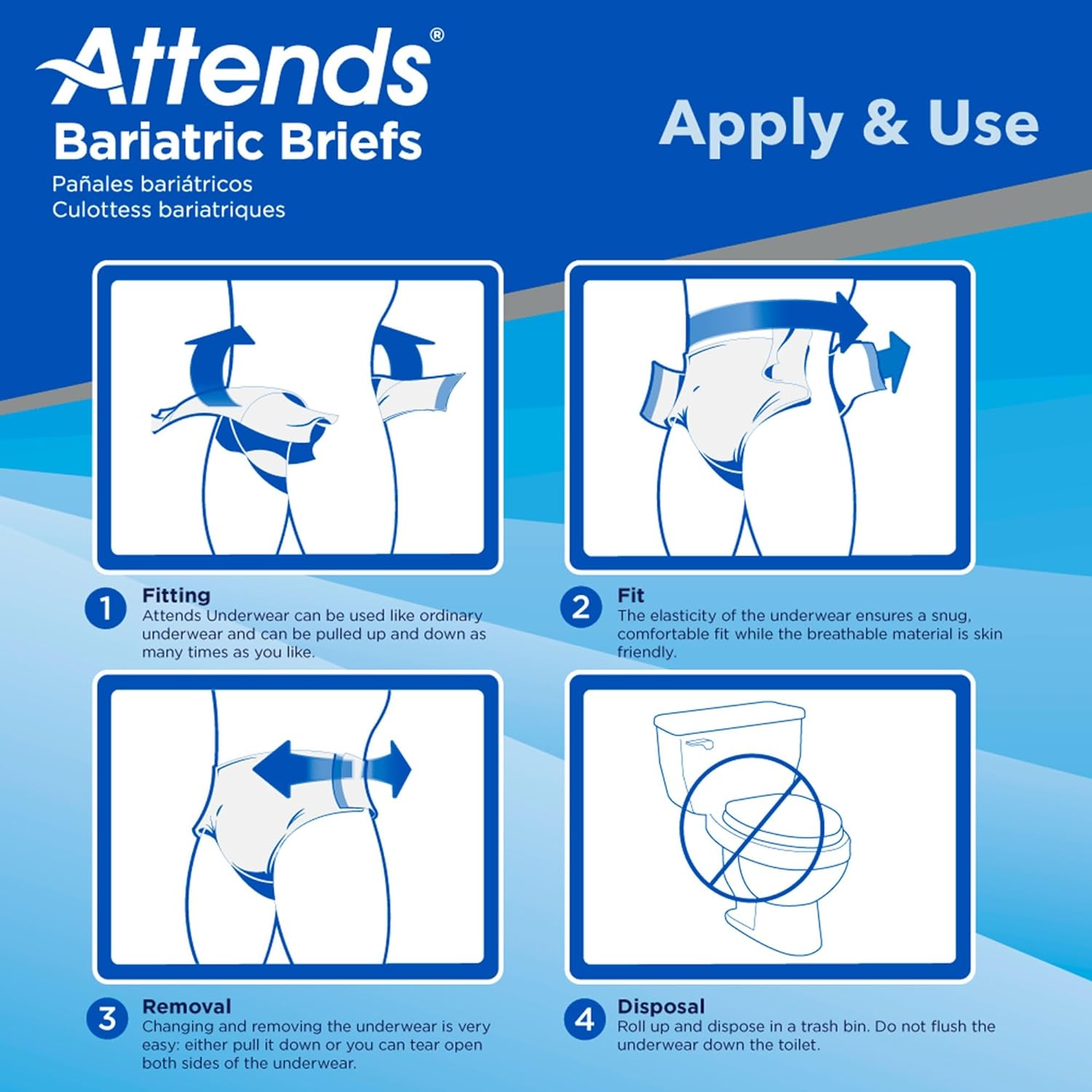Attends Bariatric Briefs - Premium Plus Size Adult Diapers for Heavy Absorbency & Comfort - Ideal for Overnight Use, Incontinence Care & Post-Surgery Recovery