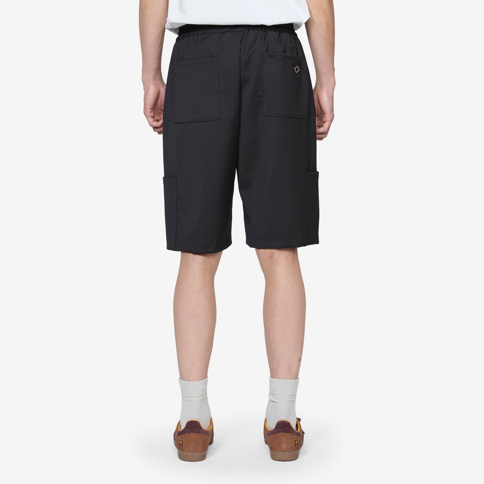 Wool Elasticated Wide Leg Cargo Shorts for Women - Black Stretch Comfort Pants | Perfect for Outdoor Adventures, Travel & Casual Wear