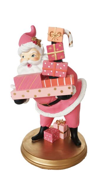 14 Pink Retro Santa with Gifts - Vintage Christmas Decor by December Diamonds - Perfect for Holiday Tree Ornaments, Mantel Displays & Festive Home Decor