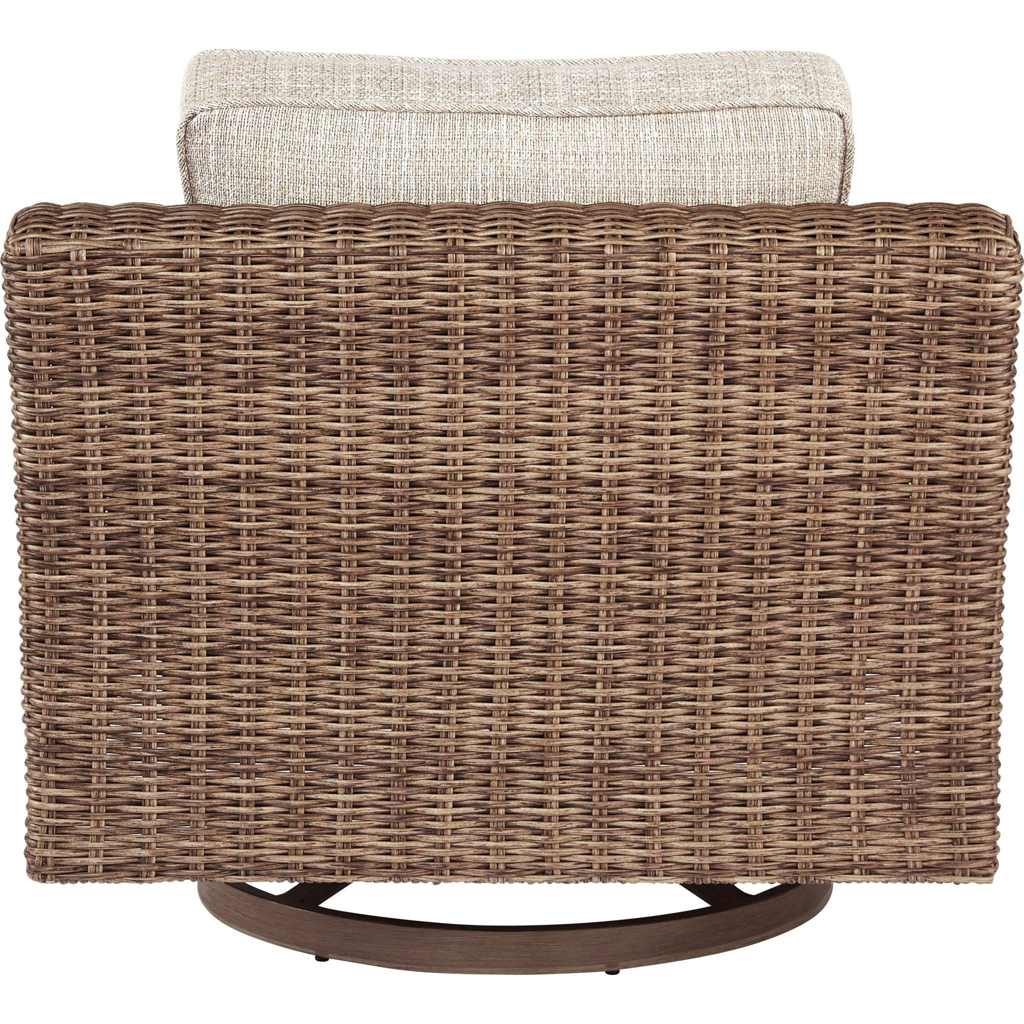 Beachcroft Outdoor Swivel Lounge Chair with Cushion - White/Beige - Perfect for Patio, Poolside, Garden & Backyard Relaxation