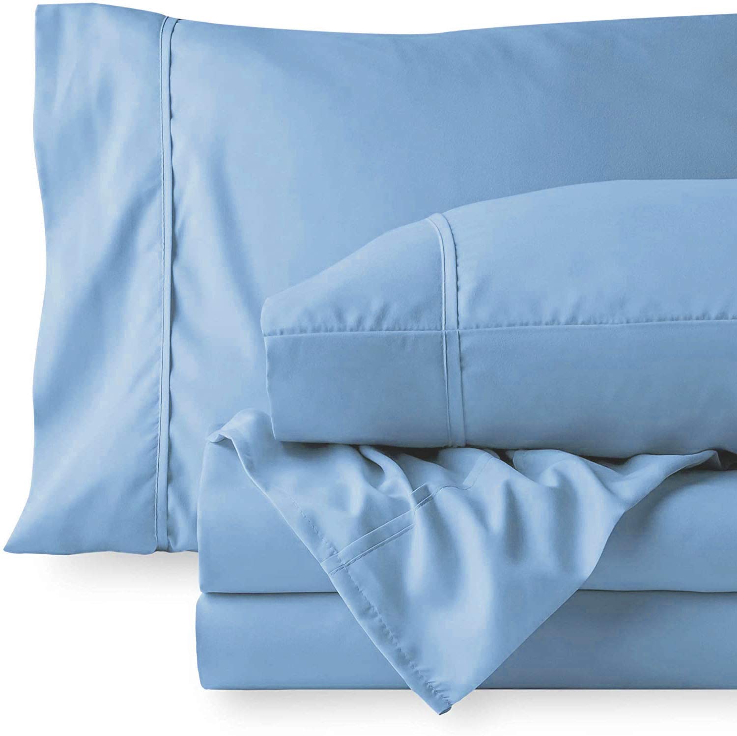 Premium 3-Piece King Size Duvet Cover Set - 100% Egyptian Cotton 400 Thread Count Comforter Cover with Pillow Shams, Light Blue | Ultra Soft Bedding for Luxury Hotels & Master Bedrooms