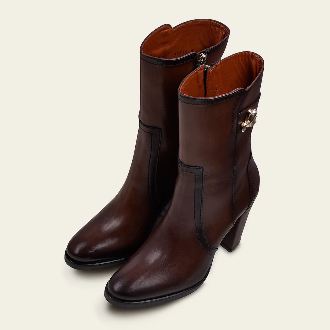 Franco Cuadra Women's Chocolate Brown Western Cowgirl Ankle Boots - Stylish & Comfortable for Country Rides, Rodeos & Casual Outings