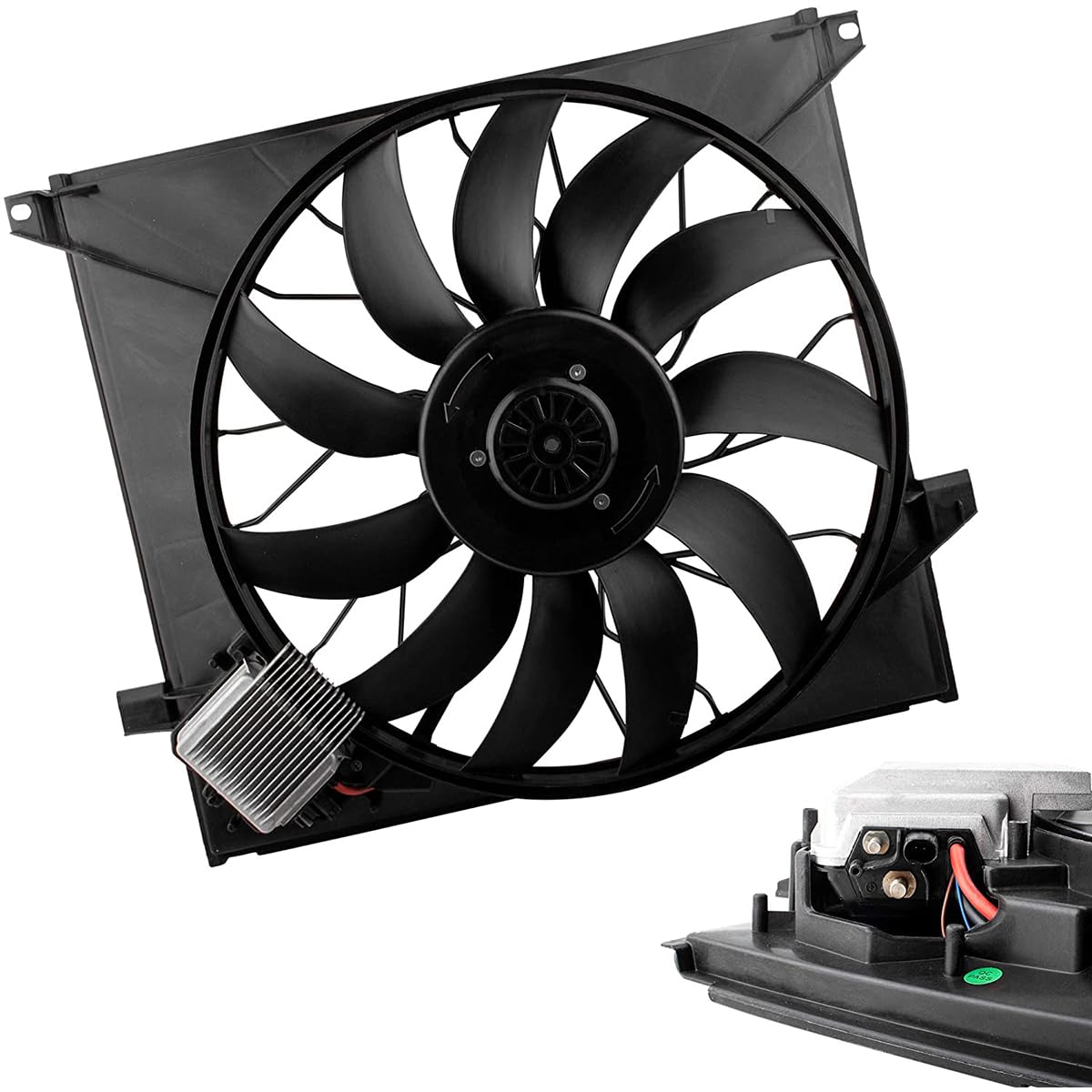 High Performance 1635000293 Brushless Engine Radiator Cooling Fan Compatible with Mercedes-Benz W163 ML55 AMG 2000-2003 Models (A1635000293, MB3115118) - Perfect for Overheating Prevention & Summer Driving