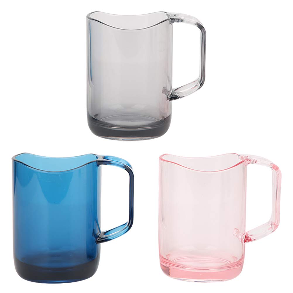 Ymiko 3-Piece Thickened Bathroom Drinking Cup Set - Modern Toothbrush Holder with Handle, Stylish Toothbrush Cup for Bathroom Organization (Perfect for Home, Dorm, Hotel & Travel Use)