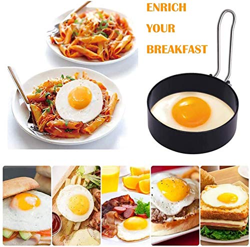 4 Pack Egg Rings for Frying or Shaping Eggs - Non-Stick Stainless Steel Egg Molds for Perfect Round Eggs - Perfect for Breakfast Sandwiches, Burgers & Pancake Toppings (EG-4S)