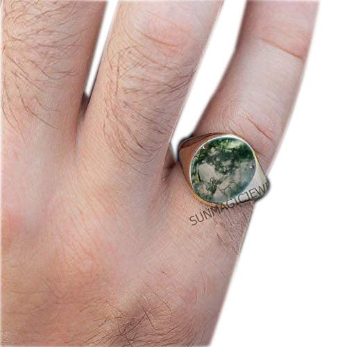 Unique Moss Agate Engagement Ring - 925 Sterling Silver & Rose Gold Gemstone Ring for Women | Best Wedding Gift for Wife, Bridal Jewelry, Anniversary Present - Perfect for Proposals, Weddings & Special Occasions