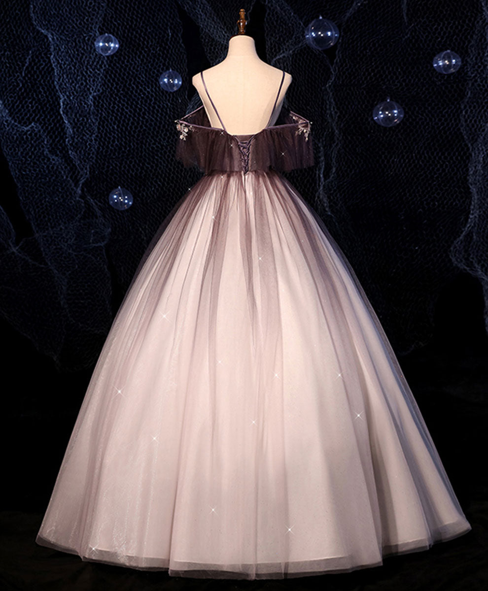 Elegant Coffee One Shoulder Tulle Long Prom Gown - Formal Evening Dress for Homecoming, Ball, and Special Occasions