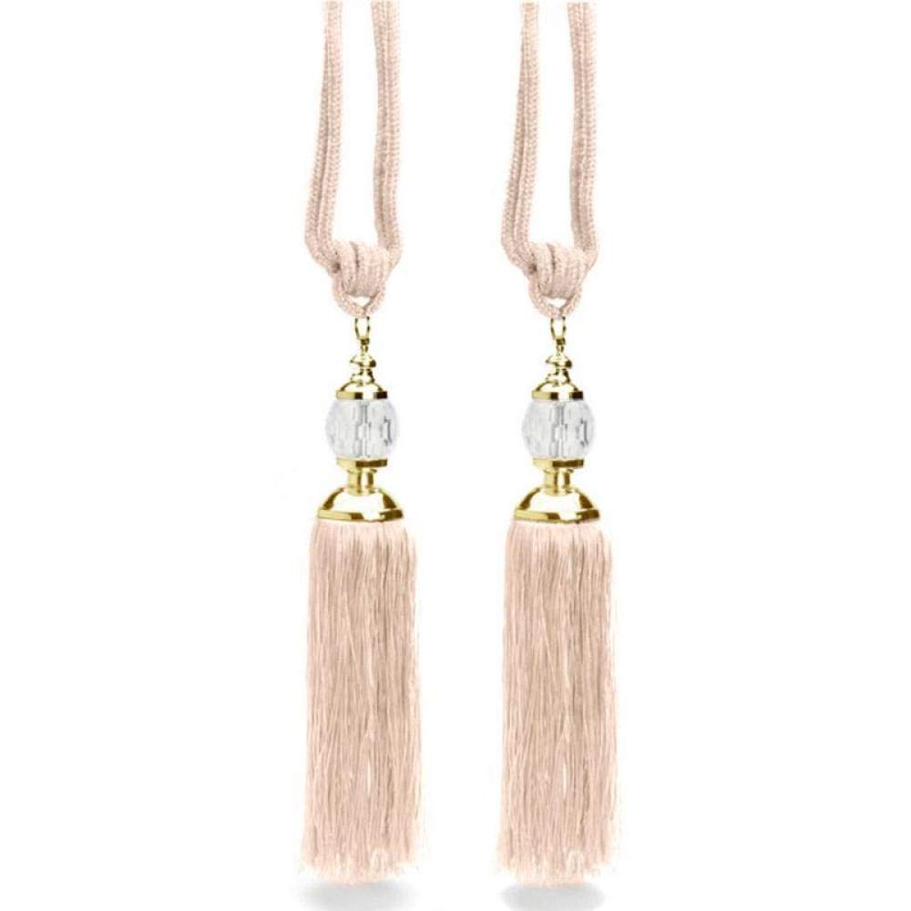 ADSE Crystal Tassel Curtain Tiebacks - Elegant Ball Strap Rope Tie Backs for Windows, Beige | Perfect for Living Room, Bedroom & Dorm Decor