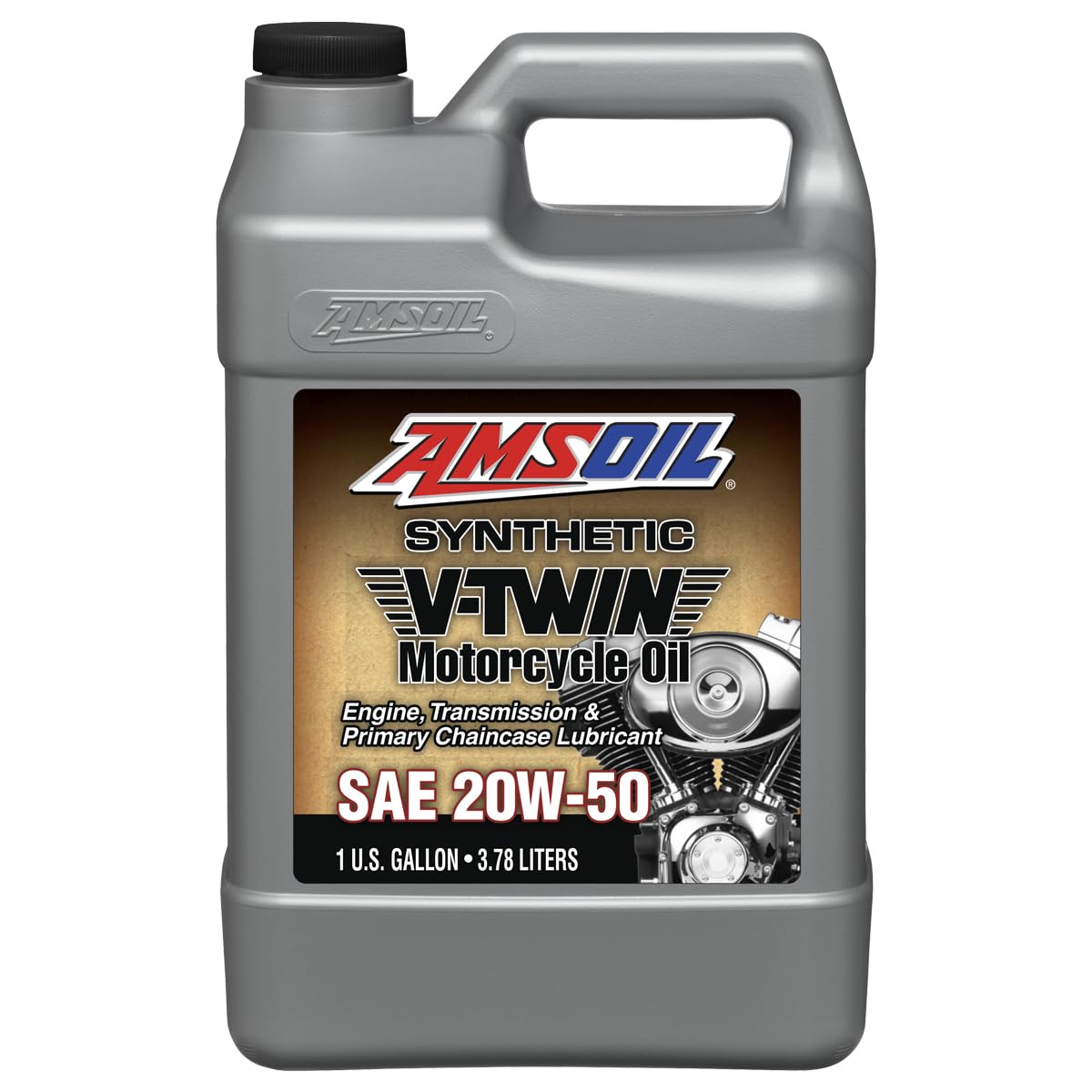 AMSOIL 20W-50 Full Synthetic V-Twin Motorcycle Oil - High Performance Engine Protection for Harley, Indian & Cruiser Bikes - Ideal for Long Rides, Hot Weather & Heavy Loads