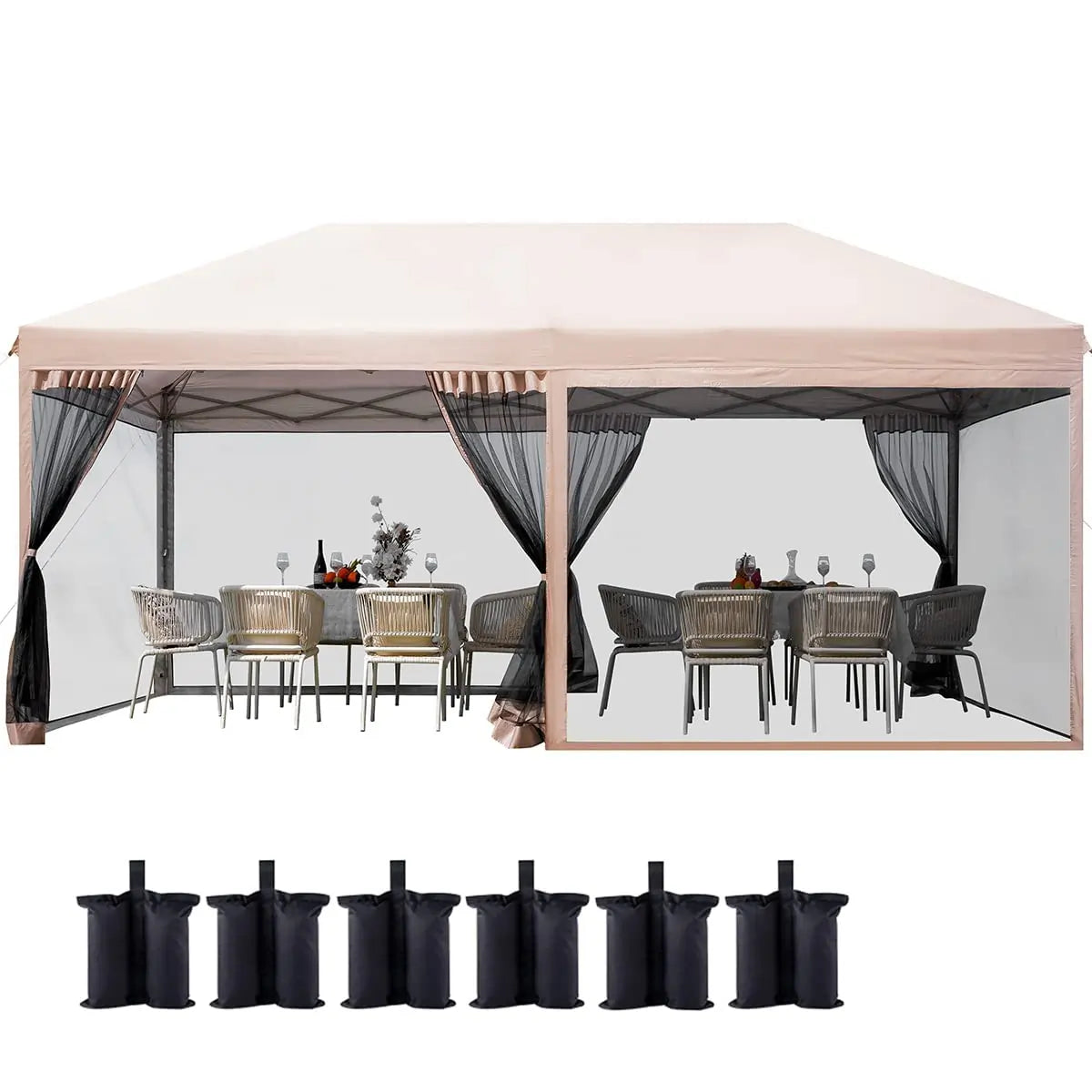 10' x 20' Pop Up Canopy Tent with Screen Walls - Outdoor Party Shelter for Backyard, Beach, Camping & Picnic - UV Protection & Bug-Free Shade Solution