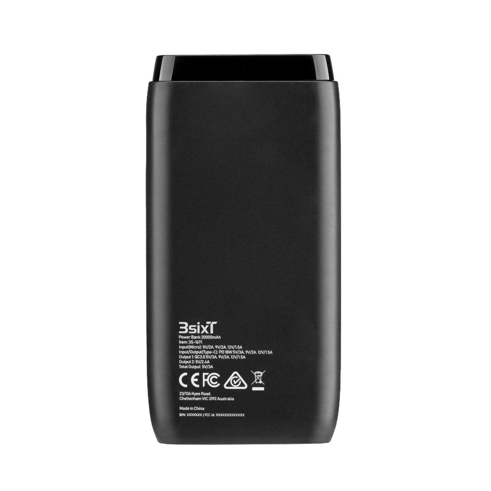 3sixT JetPak Pro LED PD 20000mAh Power Bank - Fast Charging Portable Battery Pack for iPhone, Samsung, iPad, Laptop | Perfect for Travel, Camping & Emergency Power Backup