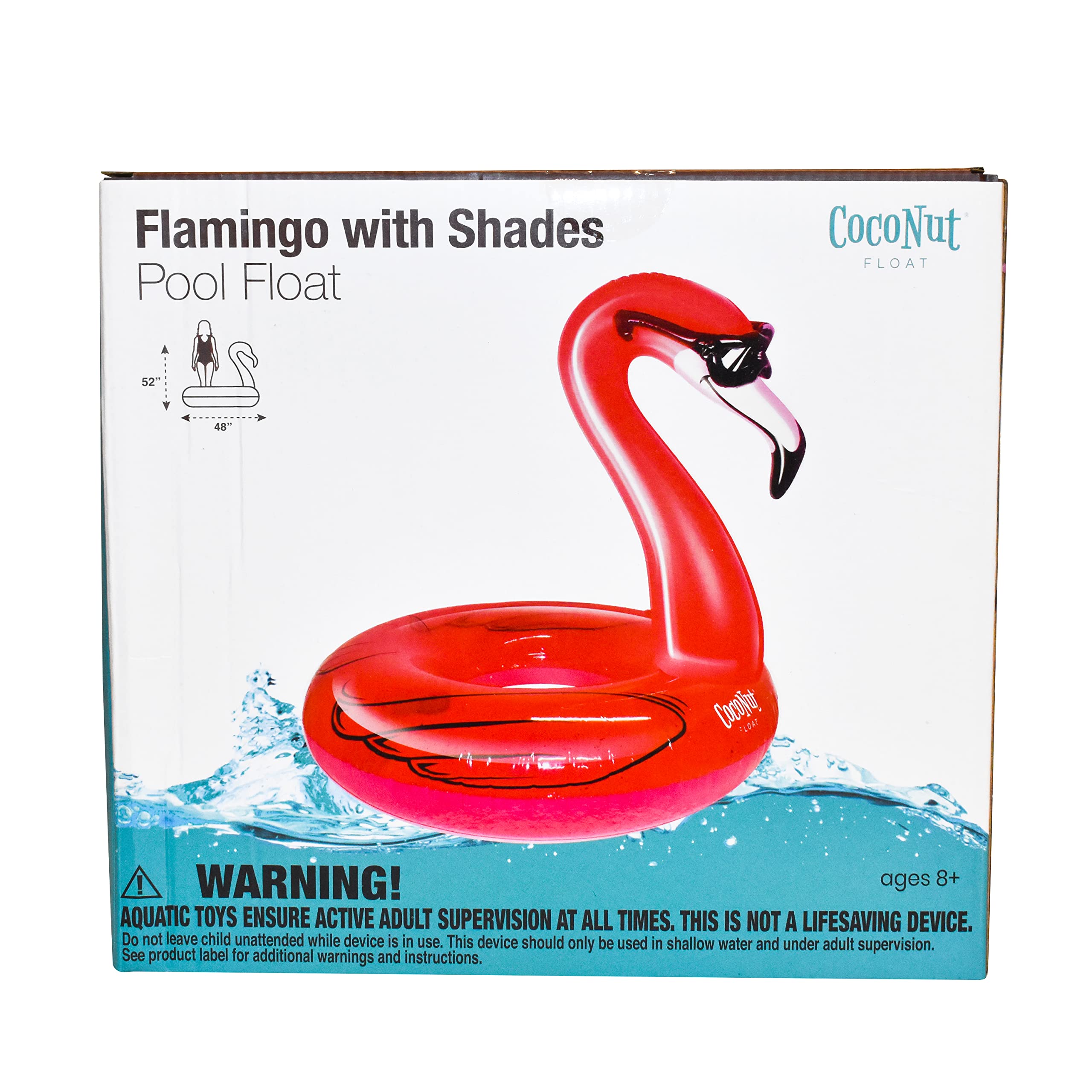 Coconut Outdoor Flamingo with Shades Pool Float – Inflatable Pool Ring for Adults & Kids – Durable Lounge Tube, Summer Water Toy – Fun Flamingo Decor for Pool Parties, Beach Vacations, Backyard Gatherings – Ages 8+ Years