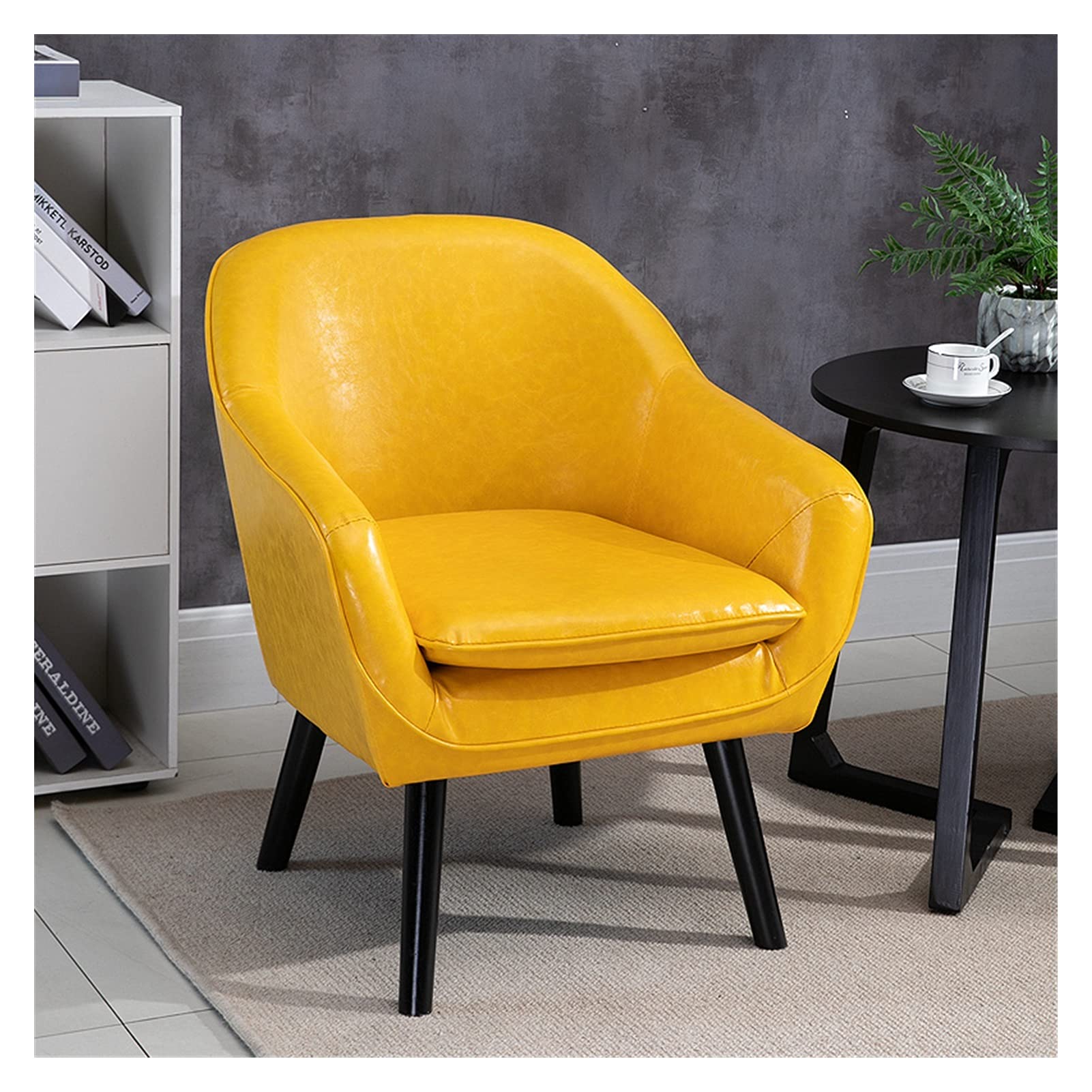 Premium Modern Accent Chair - Genuine Leather & Fabric Upholstered Armchair with Sturdy Frame for Living Room, Bedroom, Office or Balcony - Ergonomic Design for Ultimate Comfort & Style - Perfect for Reading Nook, Home Theater Seating or Cozy Corner Decor