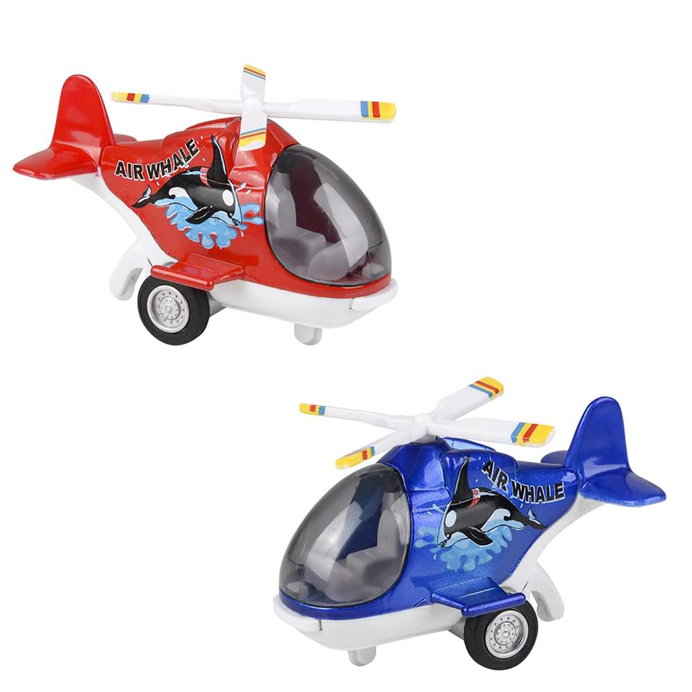 Die-Cast Pull Back Air Whale Helicopter Toy - 4 Inch Mini Vehicles for Kids (2-Pack) - Fun Playtime & Travel Companion for Boys & Girls