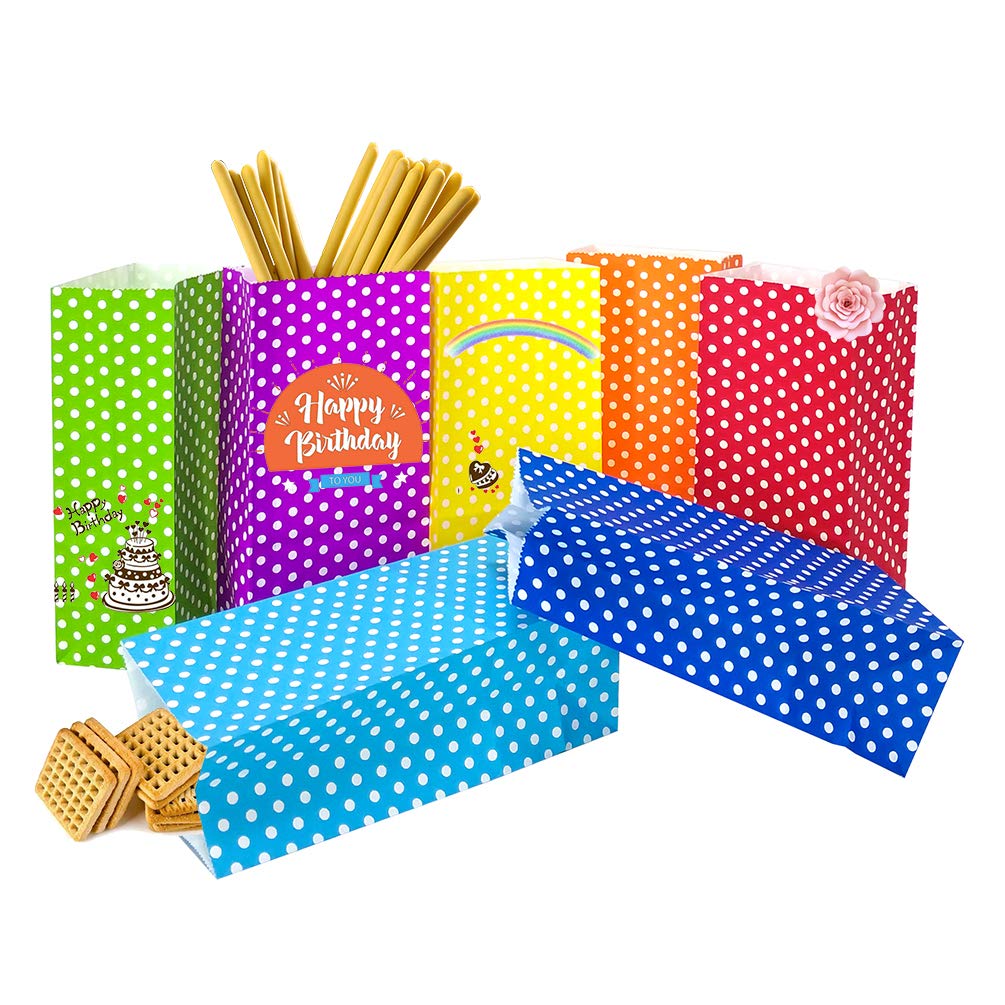Red Polka Dot Paper Bags - 50 Pack Mini Lunch & Gift Bags (3.5x2.3x7 inches) for Party Favors, Wedding, Baby Shower & Birthday Celebrations - Eco-Friendly Small Treat Bags for Candy, Cookies & Gifts