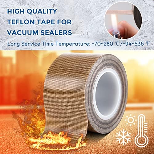 2 Inch x 30 Feet PTFE Coated Fiberglass Adhesive Tape - High Temperature Teflon Fabric Tape for Vacuum Sealer Machines & Hand Impulse Sealers | Compatible with FoodSaver, Seal-A-Meal, Weston, Cabela's | Perfect for Food Packaging, Insulation & DIY Projects