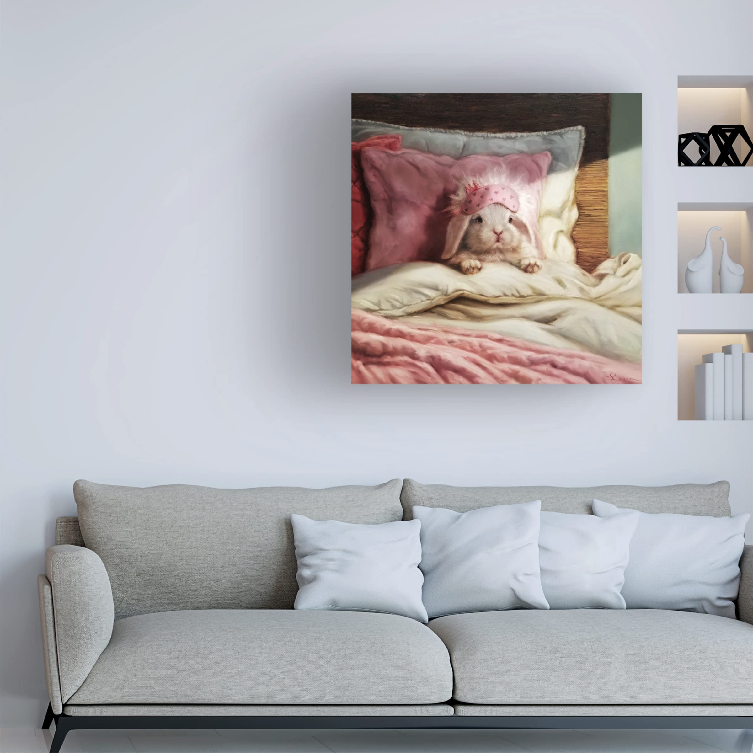 Lucia Heffernan 'Bed Hare' Canvas Art Print - Whimsical Rabbit Painting for Home Decor, Bedroom & Nursery Wall Art - Perfect Gift for Animal Lovers