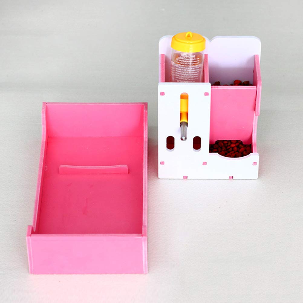 POPETPOP Pet Food & Water Bottle for Small Animals - Dwarf Hamster, Guinea Pig, Gerbil - Leak-Proof Hydraflask Design with Food Dish - Pink Triple Pack | Perfect for Cage Accessories, Travel & Outdoor Use