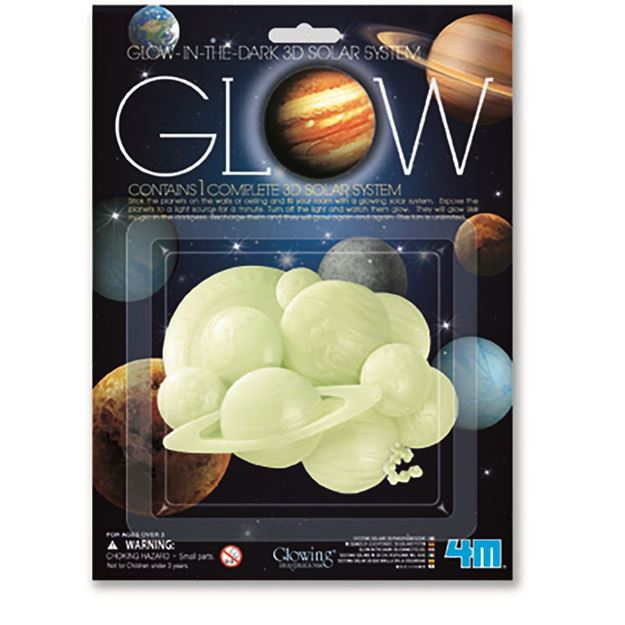 4M Glow in The Dark 3D Solar System Stickers - Educational Space Decor for Kids' Rooms, Classrooms & Nighttime Learning - Perfect for Astronomy Enthusiasts & Science Projects