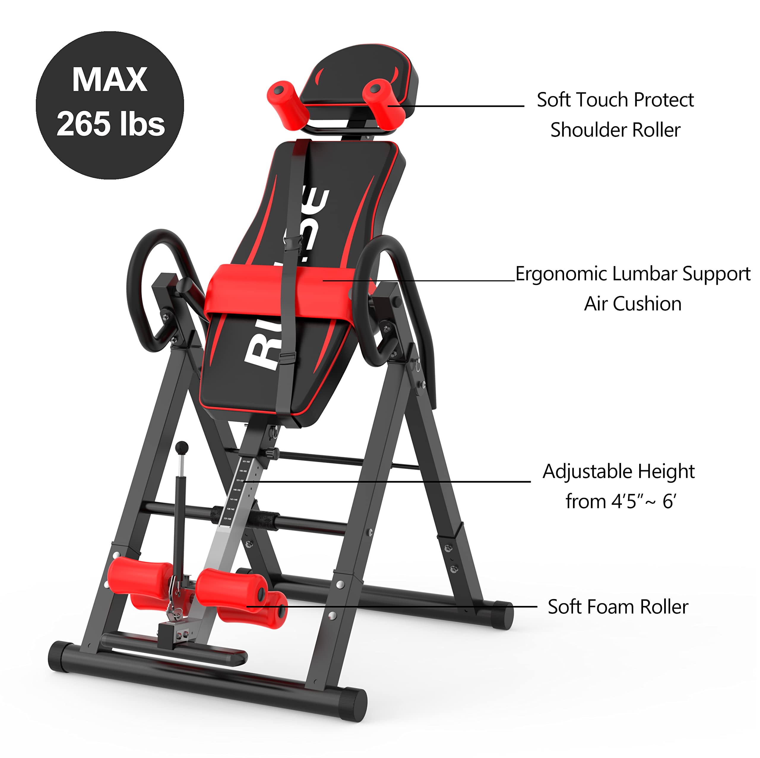 LINKLIFE Heavy Duty Folding Inversion Table with Adjustable Headrest & Safety Belt - Back Pain Relief Therapy Equipment for Home Use | Ideal for Spinal Decompression, Yoga Stretching & Fitness Recovery