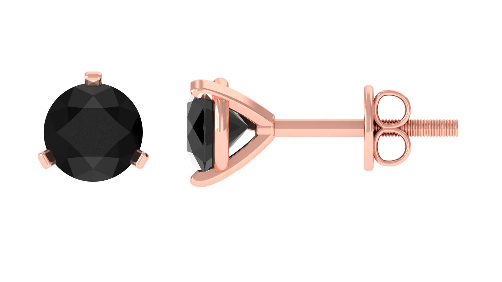 1 CT Round Cut Black Onyx Stud Earrings for Women - 14K Solid Gold Martini Earrings (5mm) | Elegant Everyday Jewelry, Gift for Her, Wedding & Party Accessories
