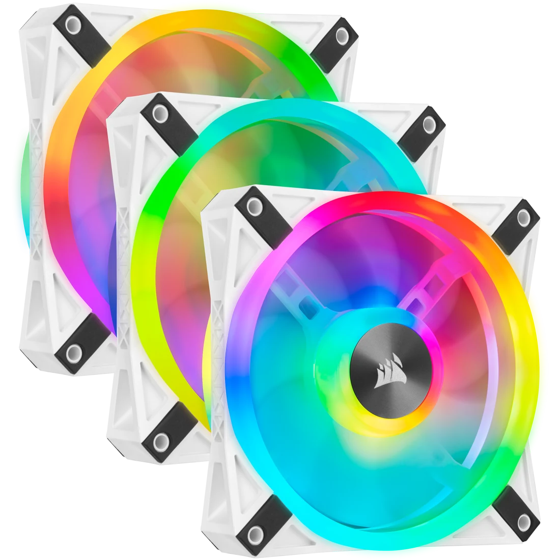 Corsair QL120 120mm RGB PC Cooling Fan 3-Pack (White) - High Performance Cooling for Gaming PCs, Workstations & Custom Builds