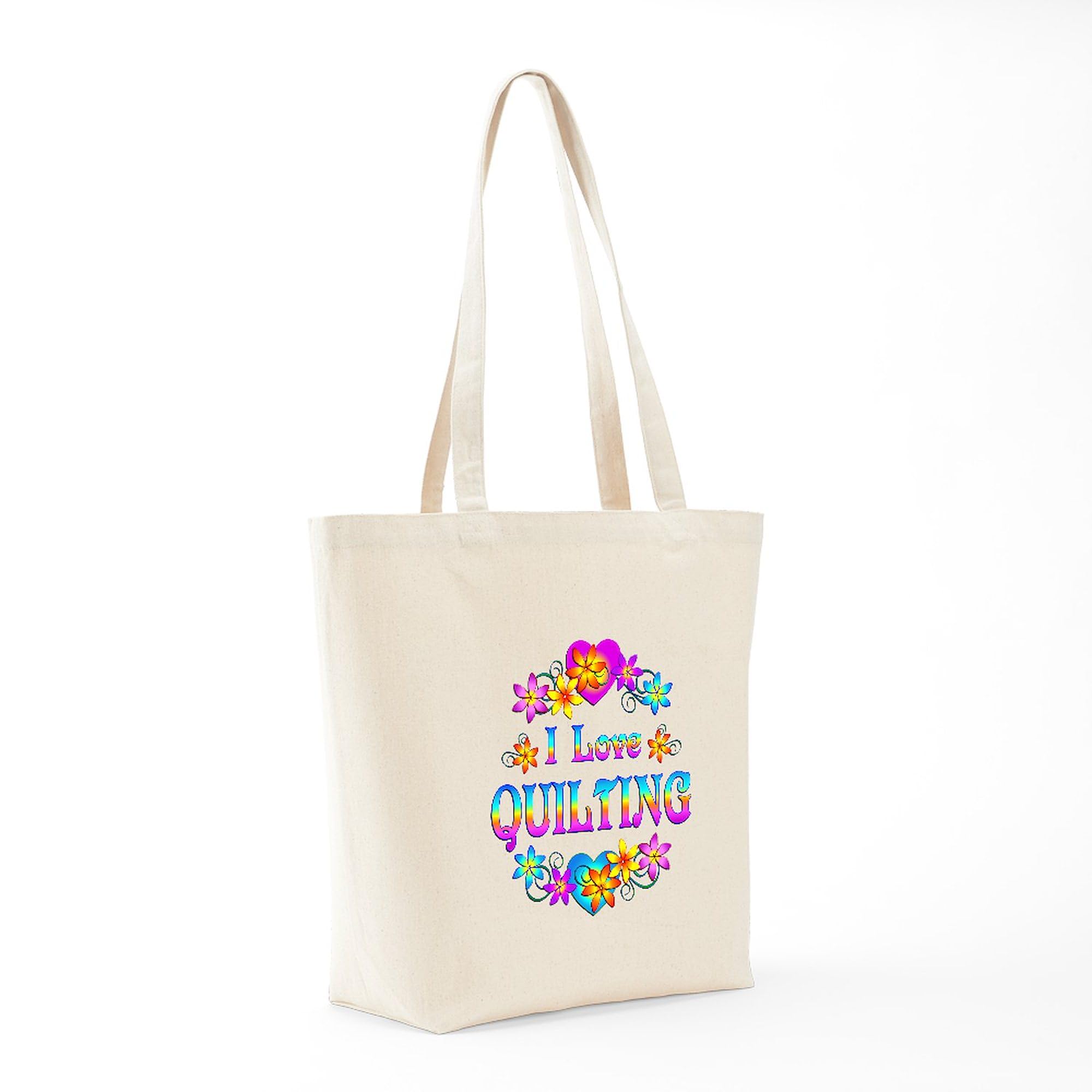 I Love Quilting Tote Bag - Natural Canvas Reusable Shopping Bag for Quilters, Groceries & Daily Use | Eco-Friendly & Durable