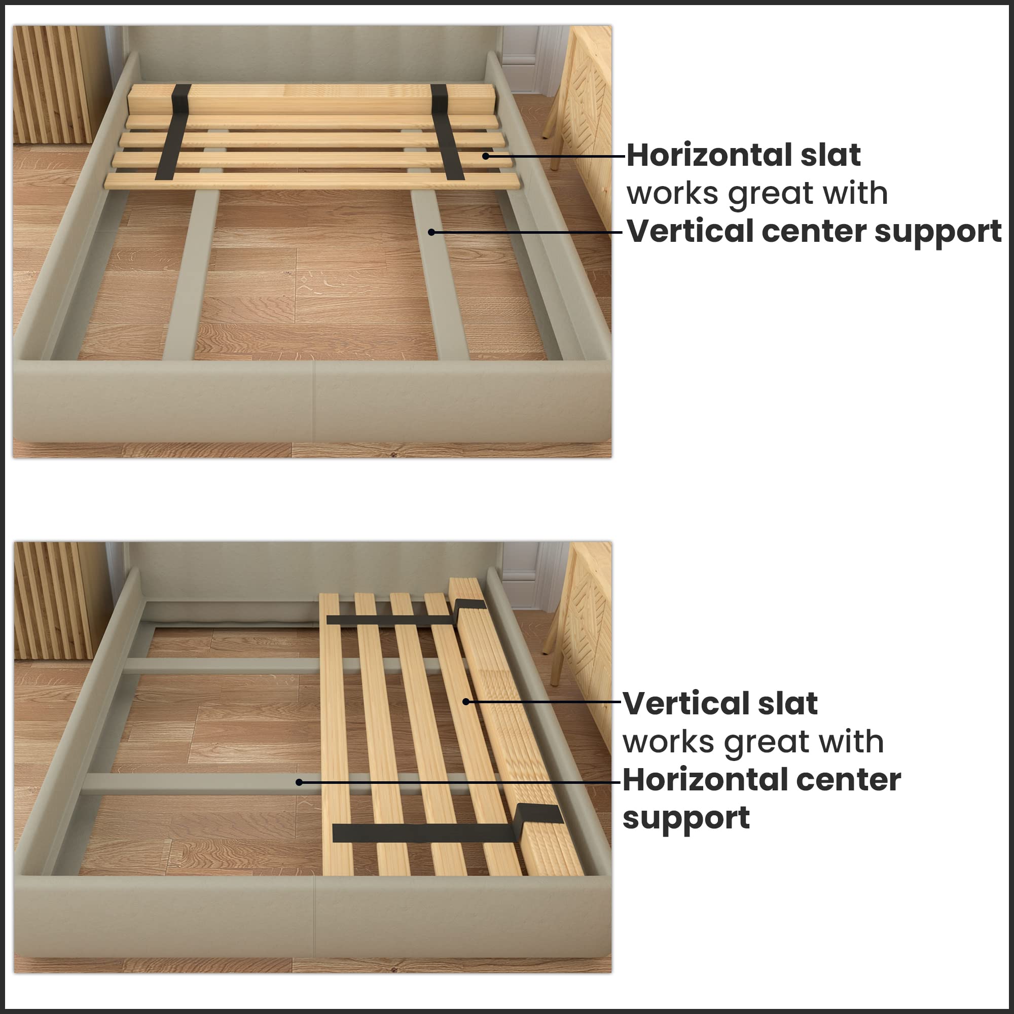 Greaton 0.68-Inch Vertical Wooden Bunkie Board & Bed Slats for Twin Size Beds - Beige - Supports Mattress & Enhances Sleep Comfort for Bunk Beds, Trundle Beds & Platform Beds