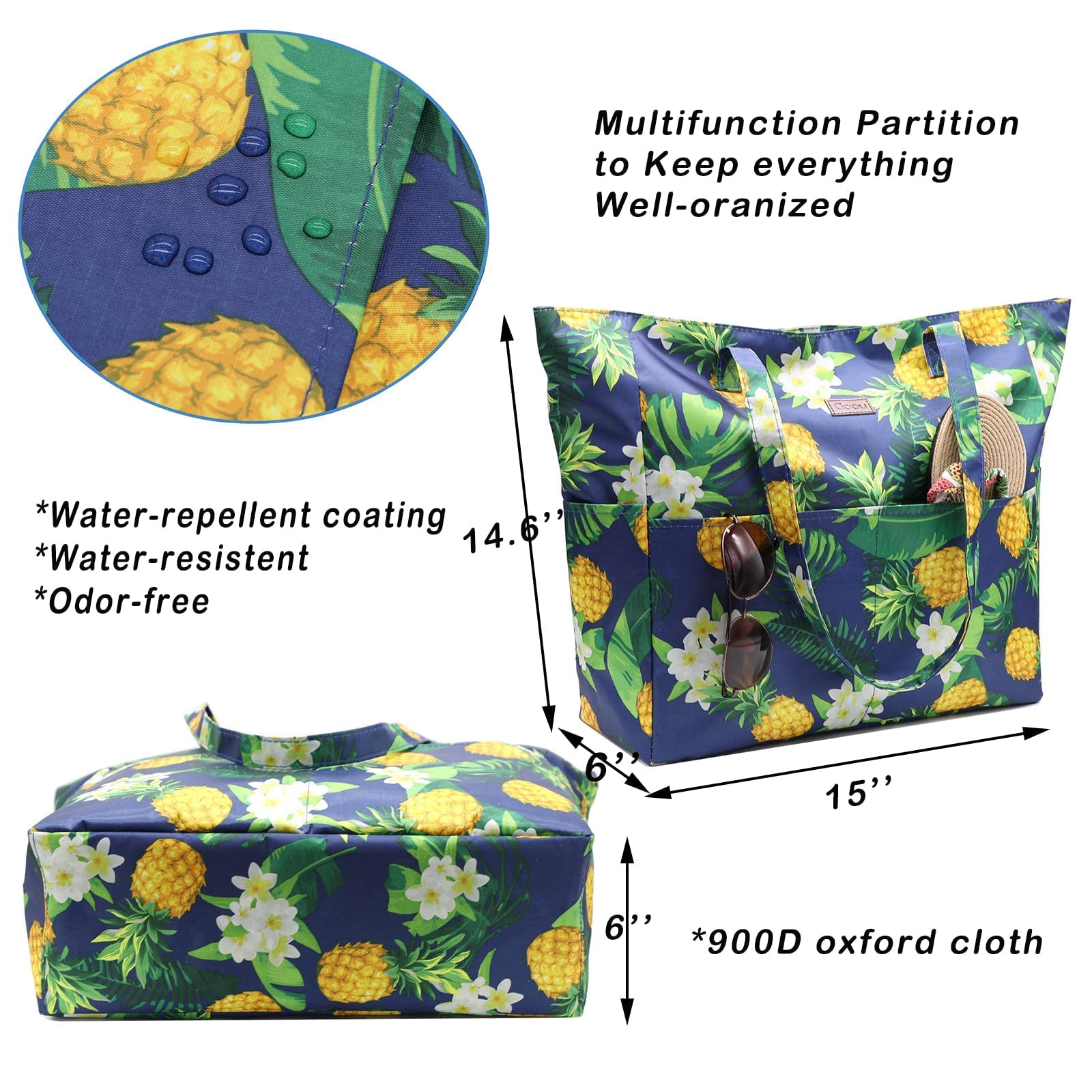 Waterproof Beach Bag - Large Lightweight Tote for Gym, Pool & Travel | Top Zip