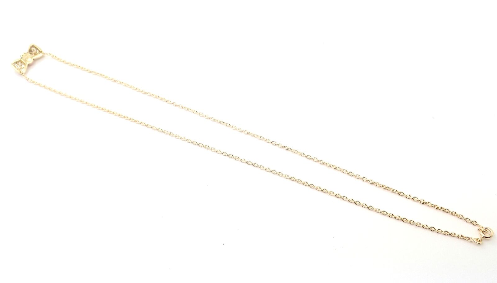 Authentic Van Cleef & Arpels 18k Yellow Gold Diamond Coral Bow Pendant Necklace - Luxury Jewelry Gift for Women, Perfect for Weddings & Special Occasions