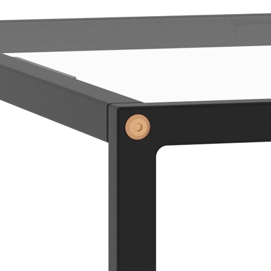 Modern Black Coffee Table with Tempered Glass - 31.5