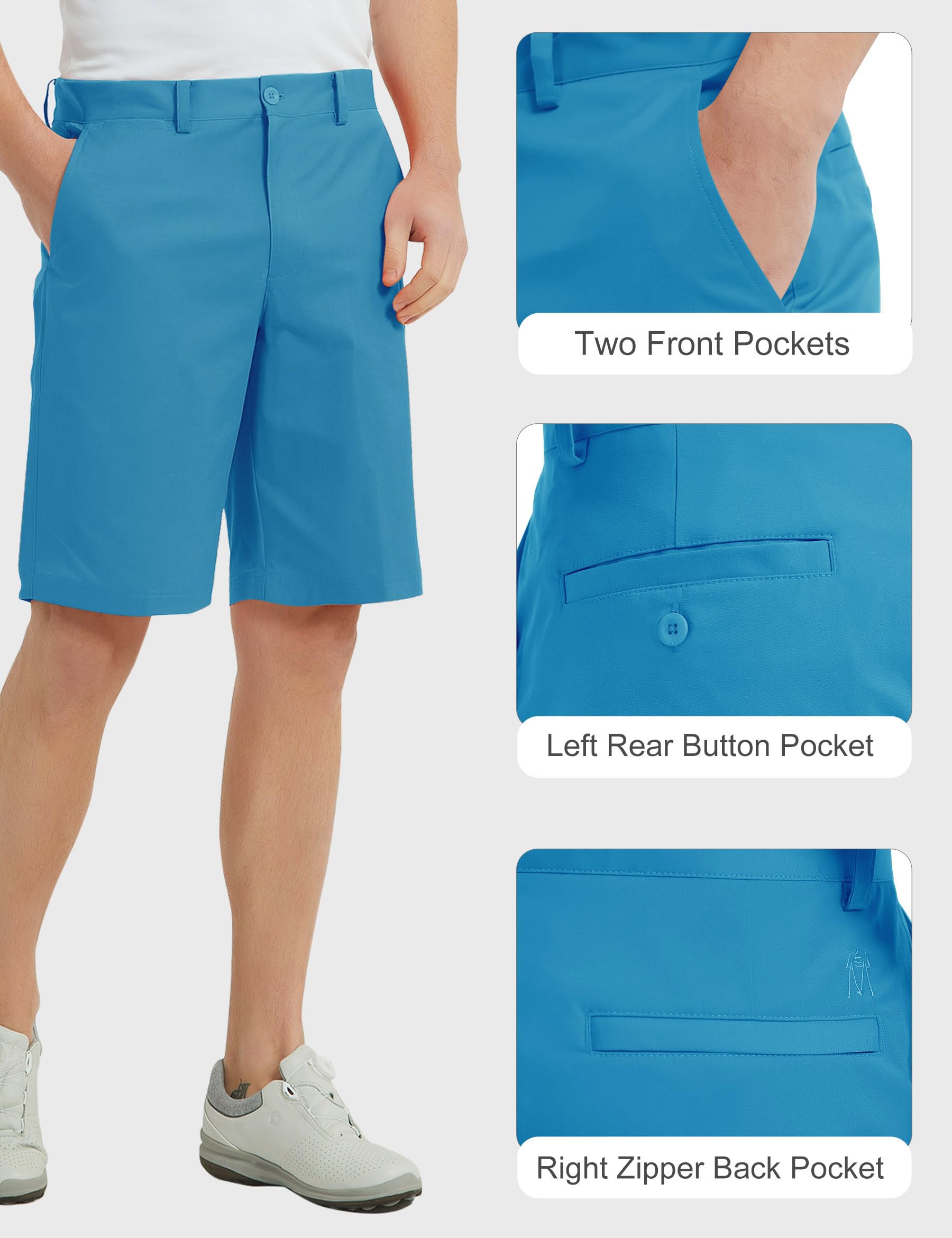 Men's Stretch Quick-Dry Golf Shorts - Performance Tech Chino Shorts with Flat Front for Comfort & Mobility | Perfect for Golf, Casual Wear & Outdoor Activities