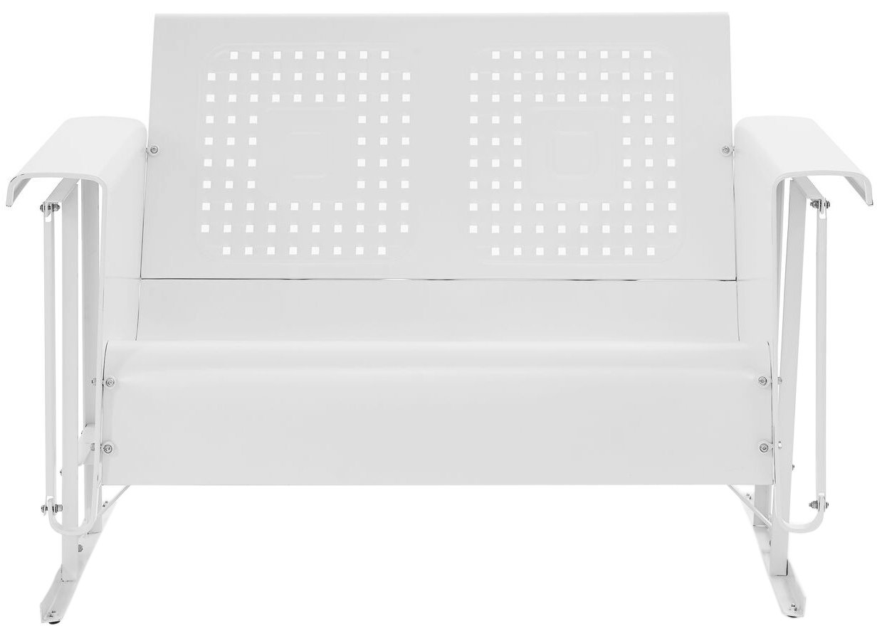 Crosley Furniture Bates Loveseat Glider - White Upholstered Gliding Chair for Living Room, Nursery & Patio - Comfortable Small Space Seating with Smooth Motion