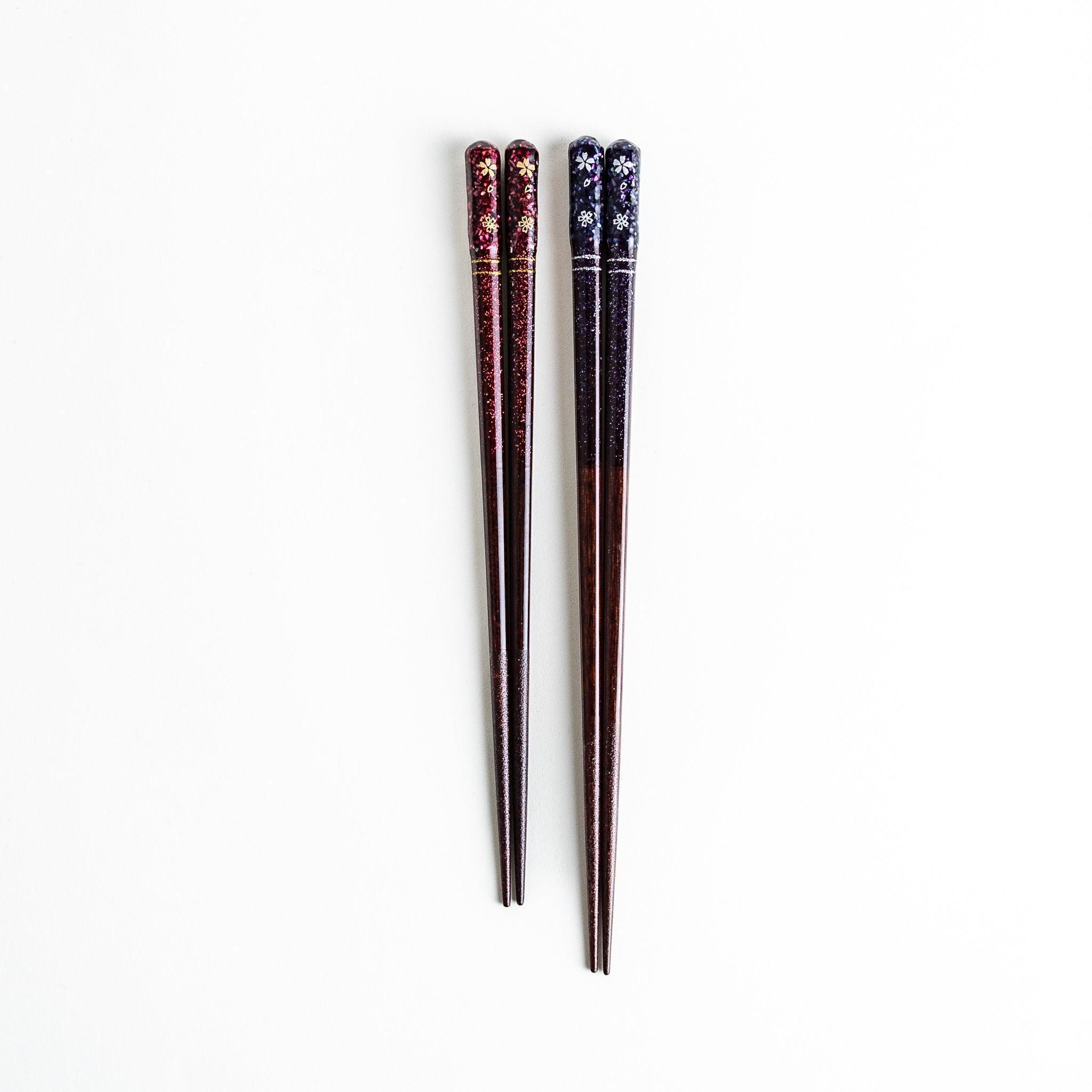 Elegant Floral Lacquered Chopsticks Set - Handcrafted Asian Dining Utensils for Sushi, Ramen & Home Decor