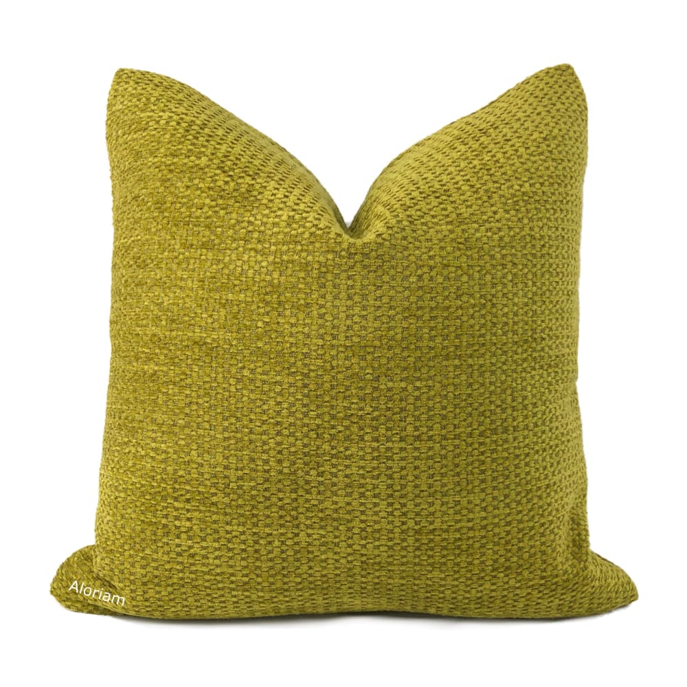 McKenna Chartreuse Chenille Texture Pillow Cover - Soft Decorative Throw Pillow Case for Sofa, Bed & Couch (Fabric by the Yard Option Available) - Perfect for Living Room, Bedroom & Home Decor