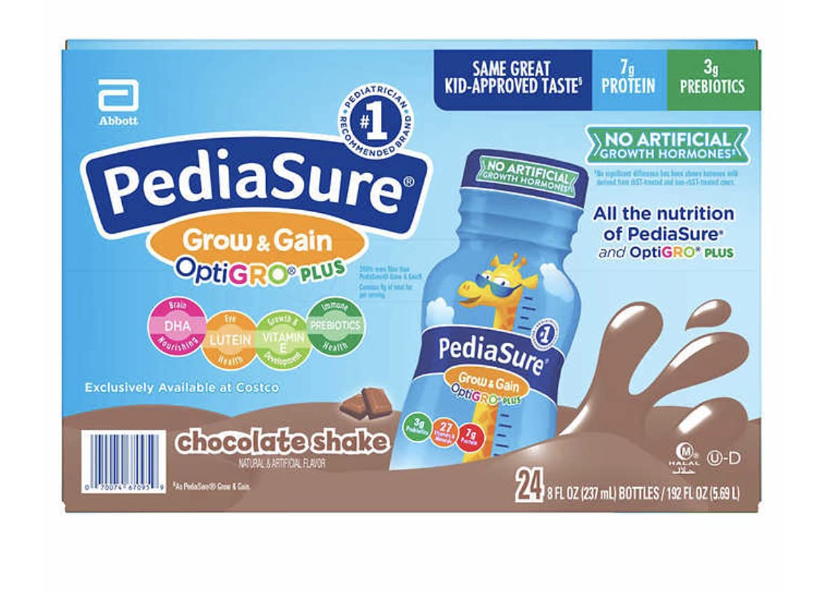 PediaSure Chocolate Nutrition Shake - 24 Pack of 8 oz Bottles - Protein & Vitamin Enriched for Kids Growth - Perfect for School Lunches, After-School Snacks & Travel