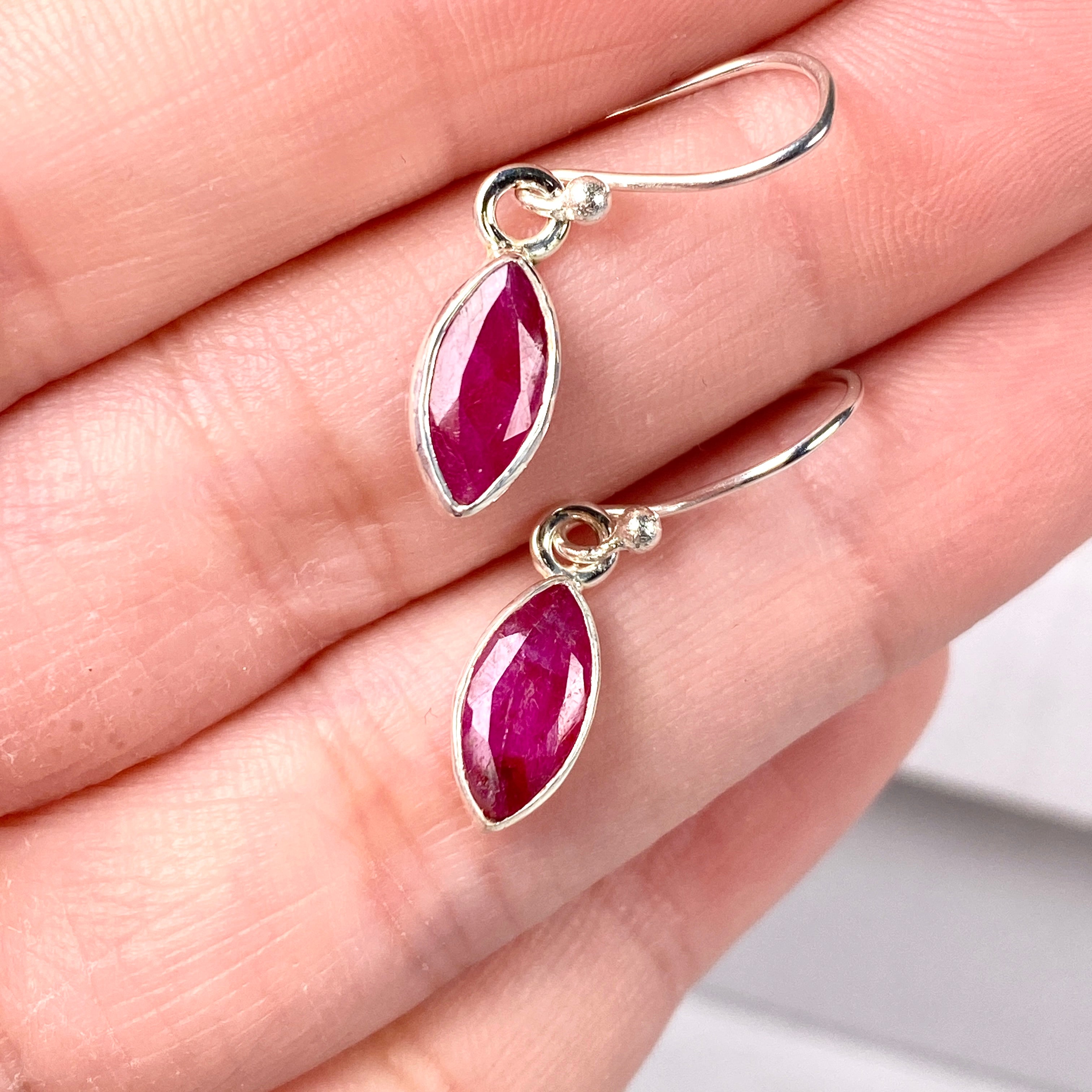 Exquisite Ruby Petite Marquise Faceted Earrings R2363 RBM - Elegant Jewelry for Parties, Weddings & Special Occasions