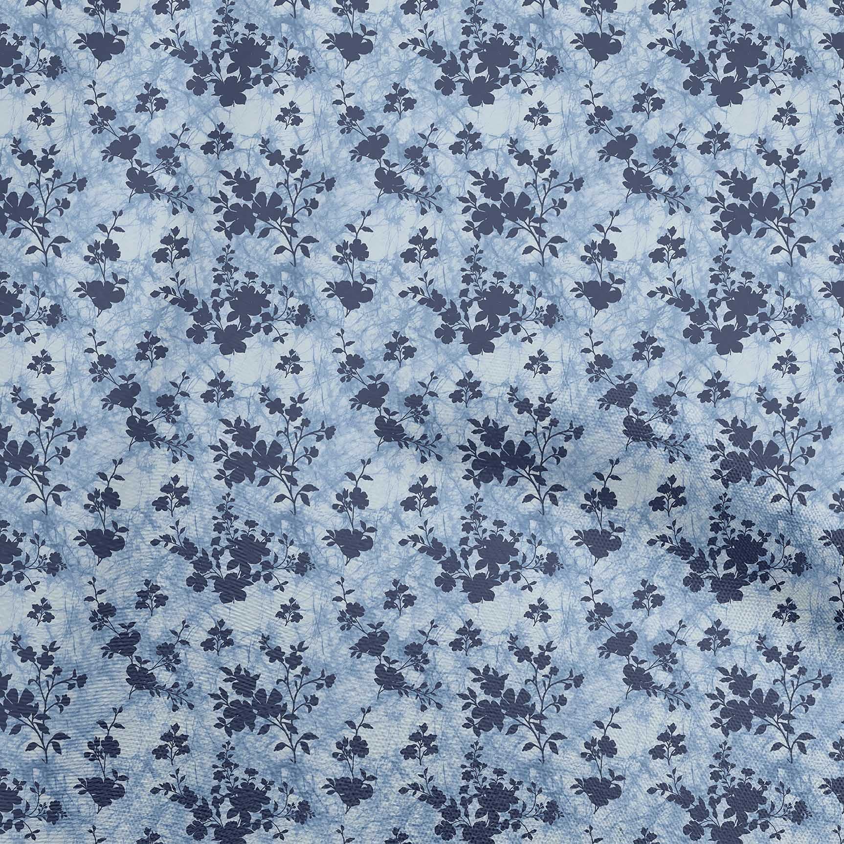oneOone Rayon Blue Floral Printed Fabric by The Yard - 56 Inch Wide DIY Sewing Material for Dresses, Skirts & Home Decor Projects