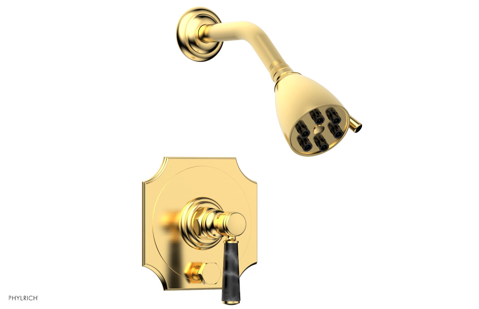 HENRI Pressure Balance Shower and Diverter Set with Black Marble Handle - No Spout Included | Modern Bathroom Upgrade for Spa-Like Shower Experience