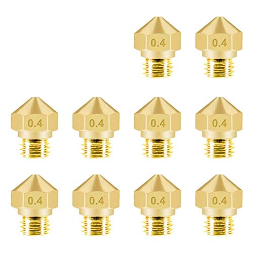MK10 Nozzle for 3D Printer - 10pcs MK10 M7 Extruder Nozzle 0.4mm Brass Print Head Compatible with Wanhao Dupicator D4/I3, Dremel, QIDI, Makerbot 2 | High Precision 3D Printing Replacement Parts for Smooth Filament Flow & Detailed Prints