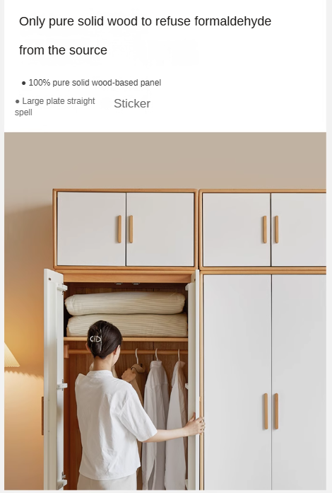 Solid Beech Wood Wardrobe Set - Modern Closet Organizer for Bedroom, Living Room & Office Storage