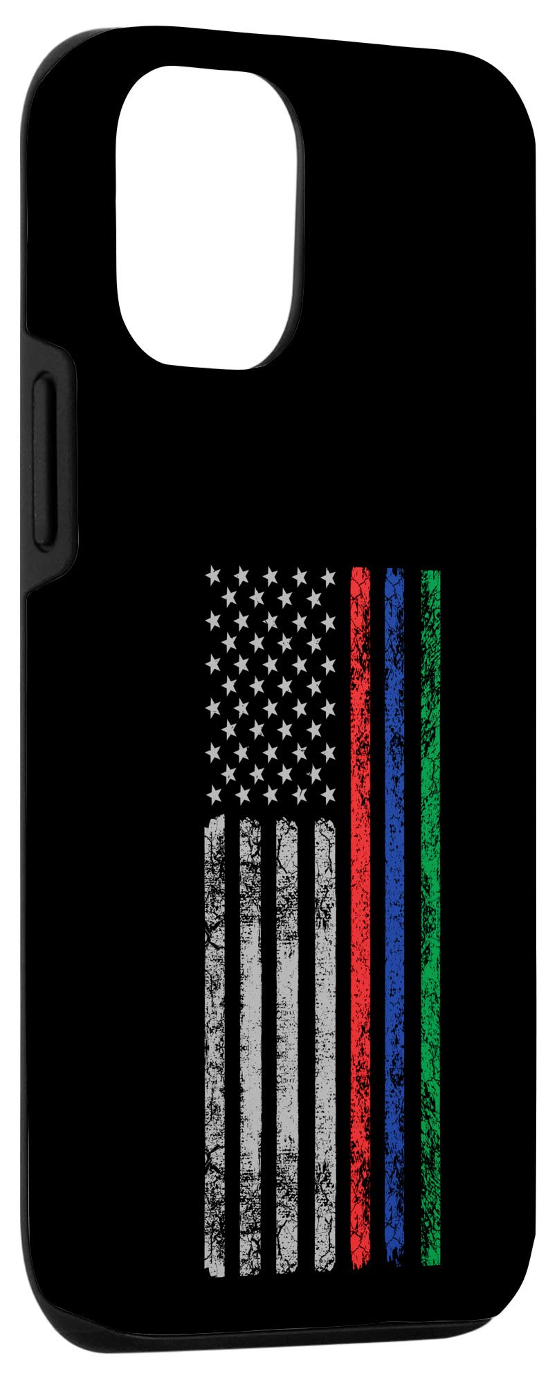 iPhone 12/12 Pro Thin Case with Red Blue Green Line Design - Patriotic Slim Protective Cover for Police, Firefighters & Military - Perfect for First Responders, Law Enforcement & Service Members