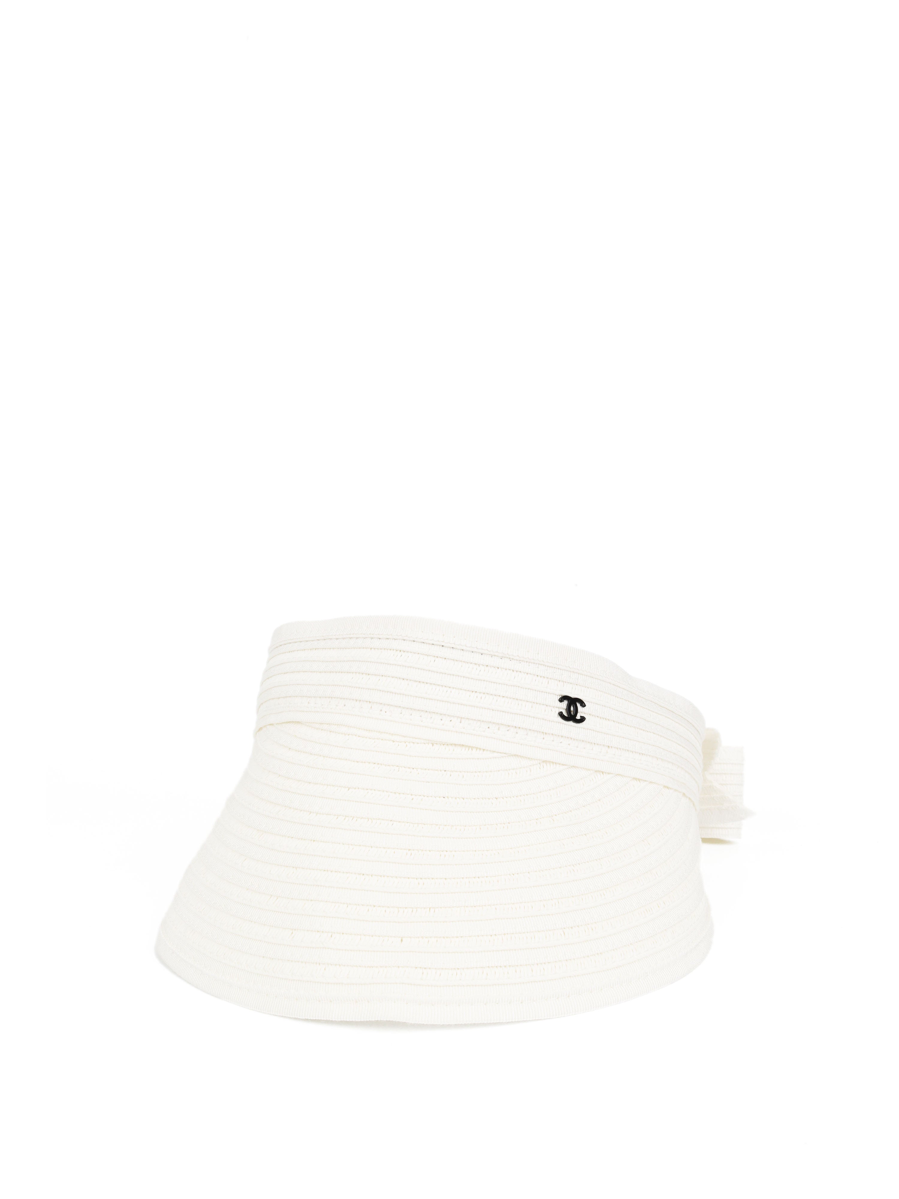 Chanel White Sun Visor Hat for Women - UV Protection Summer Beach Hat with Adjustable Strap | Perfect for Outdoor Activities, Beach Vacations & Fashion Accessories