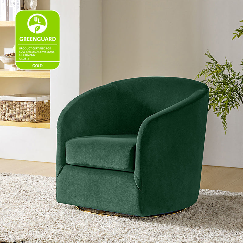 Emanuela Velvet Swivel Barrel Armchair - Modern Accent Chair for Living Room, Bedroom & Office - 360° Rotating Comfortable Lounge Chair with Soft Upholstery - Perfect for Reading, Relaxing & Home Decor