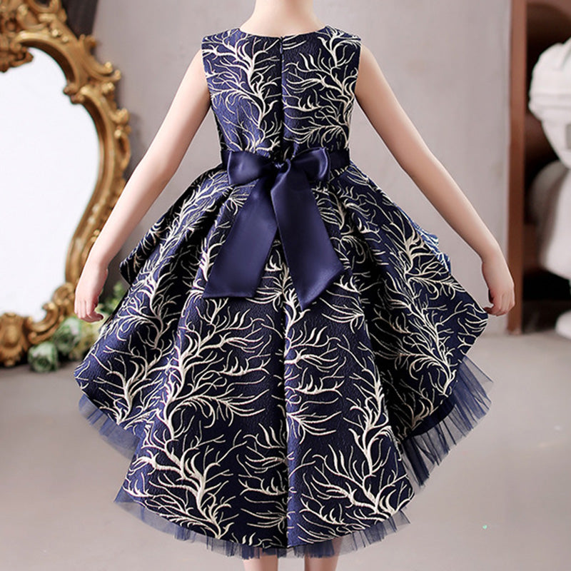 Elegant Princess Flower Girl Dress with Cascading Ruffles & Bow - Perfect for Weddings, Birthday Parties & Special Occasions
